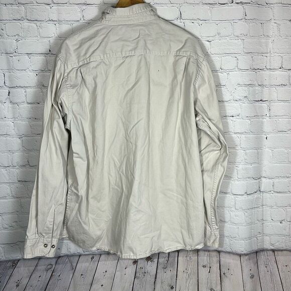 Wrangler Mens Size  XL Button Up Shirt Chambray Beige Workwear Country - Picture 5 of 9